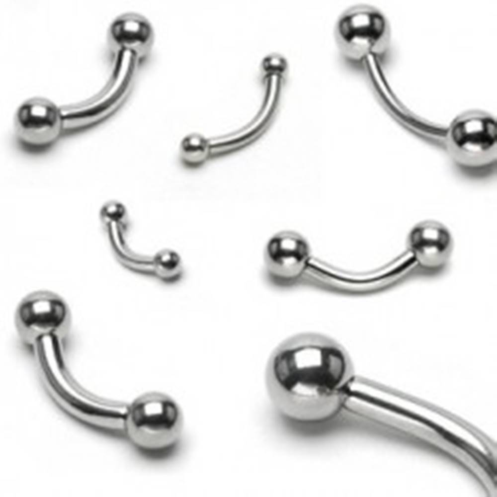 Šperky eshop Piercing do obočia s dvoma guličkami basic, rôzne veľkosti - Rozmer: 1,2 mm x 10 mm x 4 mm