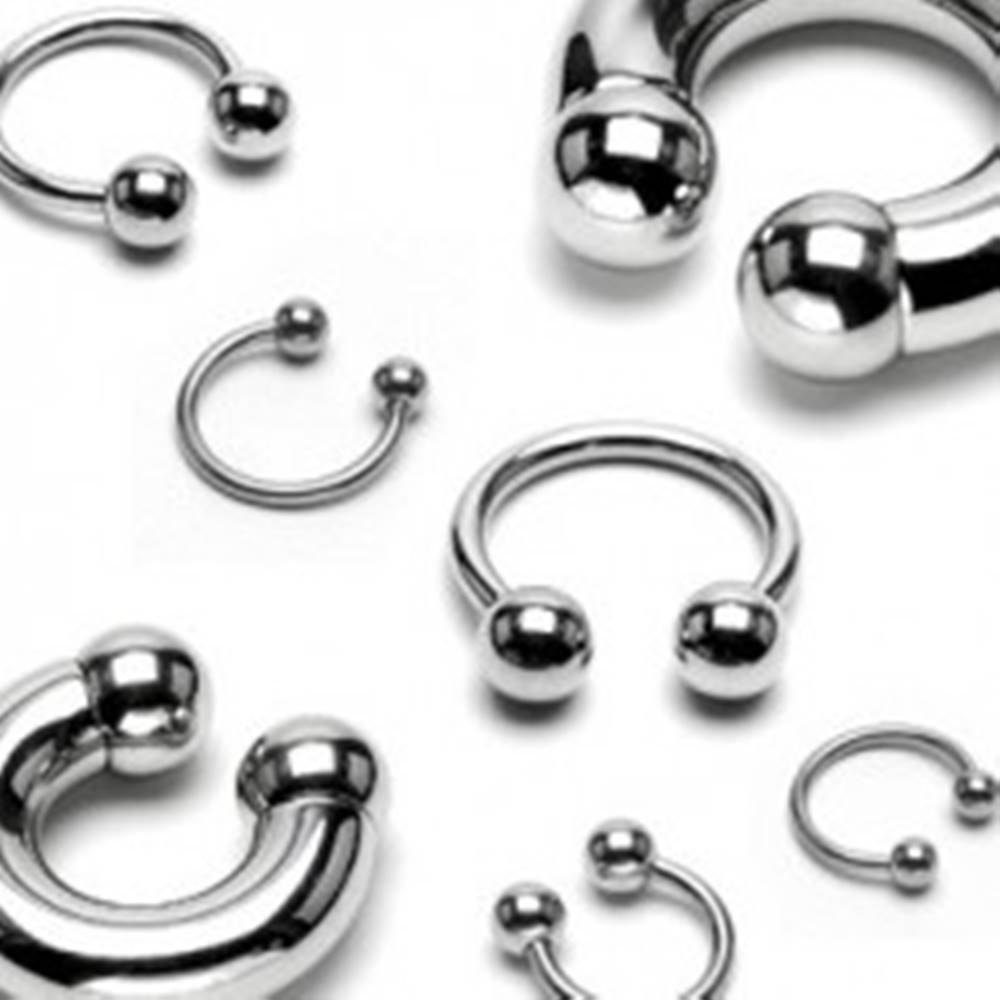 Šperky eshop Piercing z chirurgickej ocele - lesklá podkova s guličkami basic, rôzne veľkosti - Rozmer: 1,2 mm x 10 mm x 3 mm