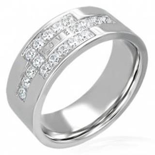 Oceľový prsteň so zirkónmi a nápisom LOVE - Veľkosť: 49 mm