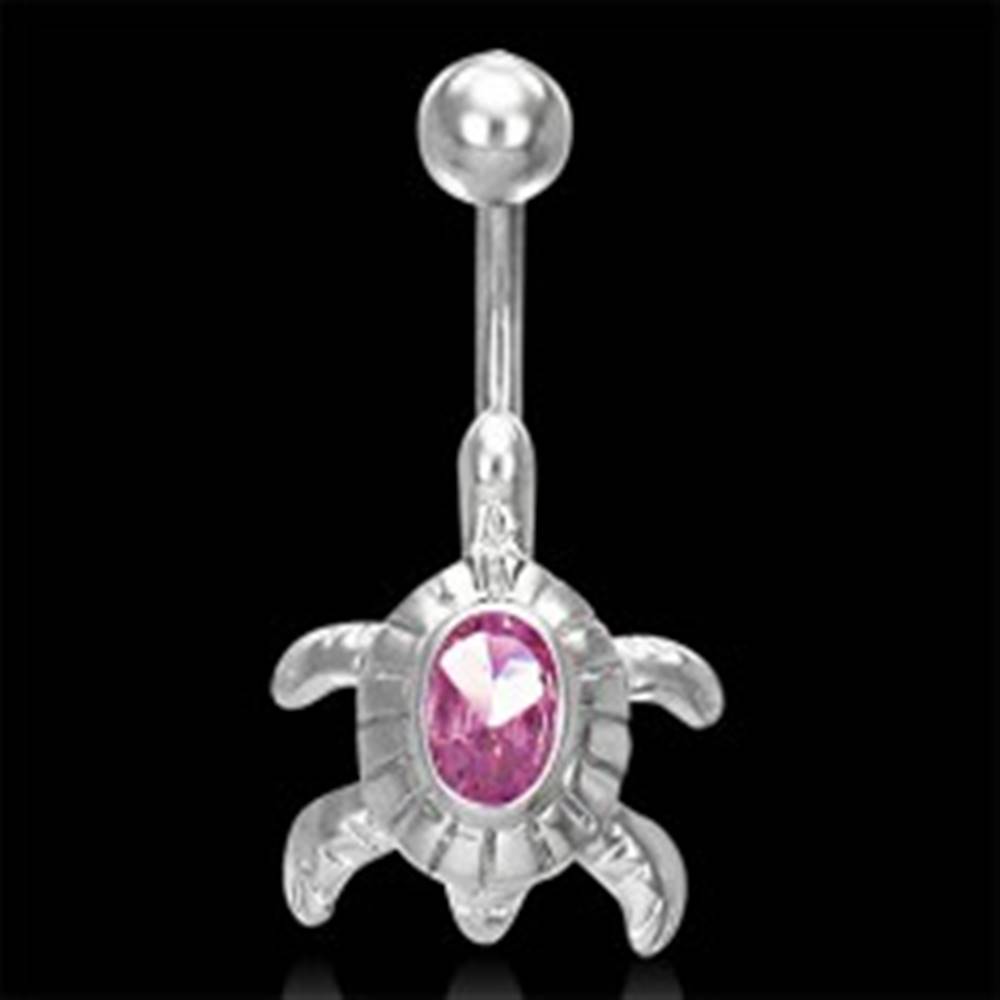 Šperky eshop Piercing brucha korytnačka - ružový zirkón