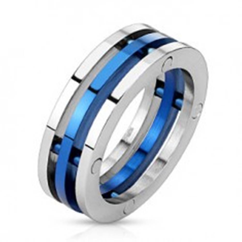 Šperky eshop Prsteň z ocele - dvojfarebné oddelené prstence - Veľkosť: 56 mm