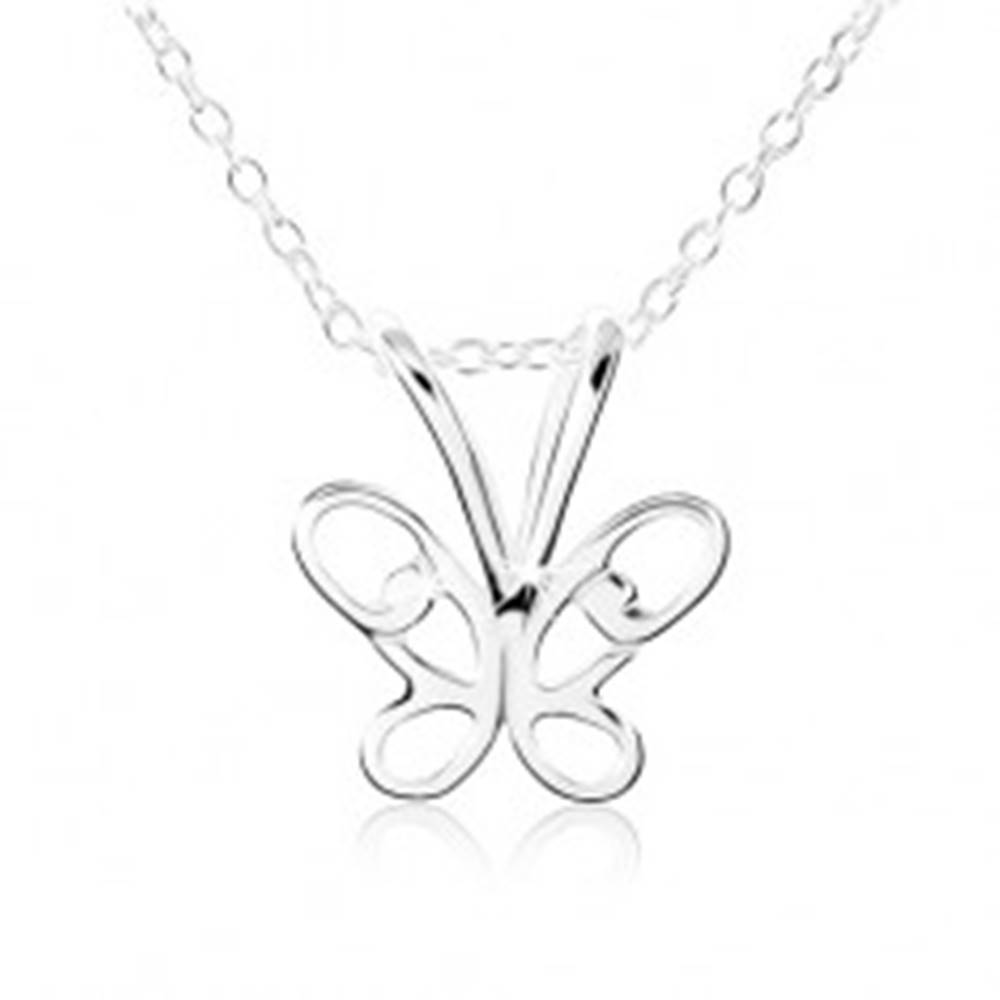 Šperky eshop Strieborný náhrdelník 925, motýlik s vyrezávanými krídlami