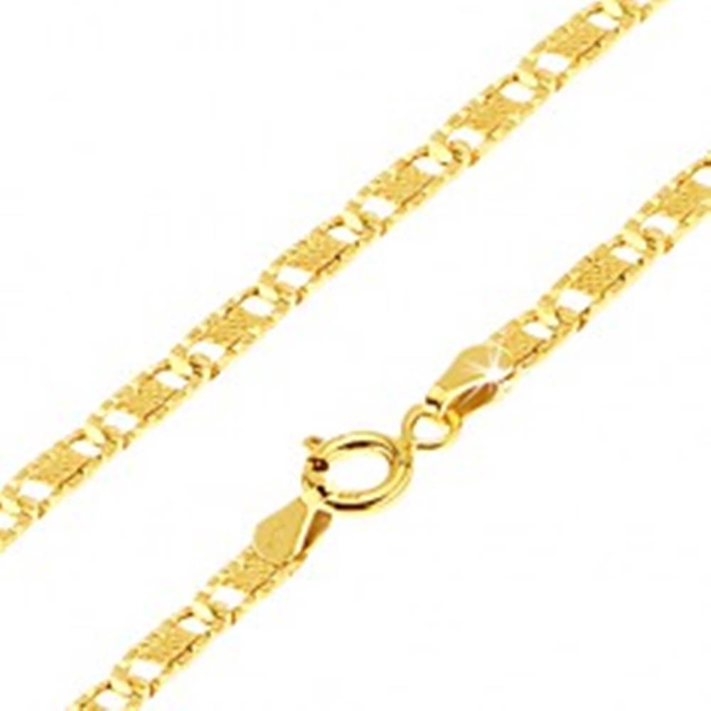 Šperky eshop Zlatá retiazka 585 - ploché podlhovasté ryhované články, mriežka, 500 mm