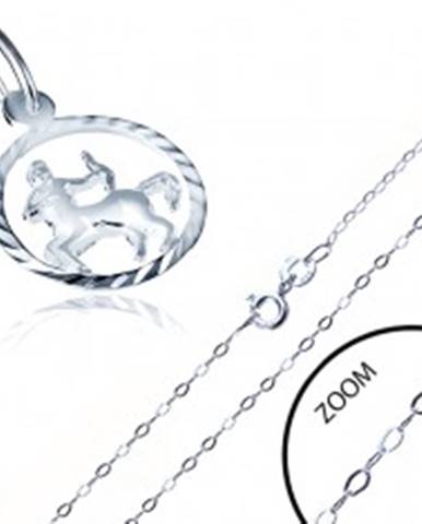 Strieborný náhrdelník 925 - jemná retiazka a prívesok znamenia STRELEC