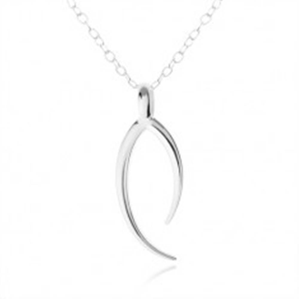 Šperky eshop Strieborný náhrdelník 925, lesklý prívesok - rybia kosť pre šťastie