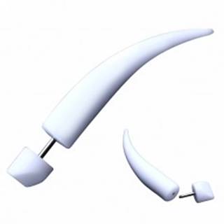 Biely akrylový fake expander do ucha - lesklý ohnutý špic - Rozmer: 6 mm x 53 mm