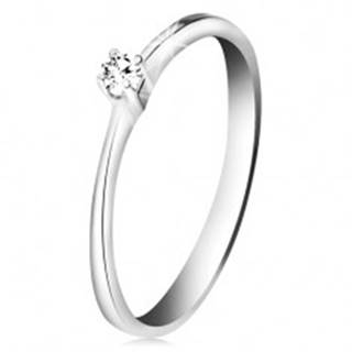 Briliantový prsteň z bieleho zlata 585 - trblietavý číry diamant v štvorcípom kotlíku - Veľkosť: 50 mm