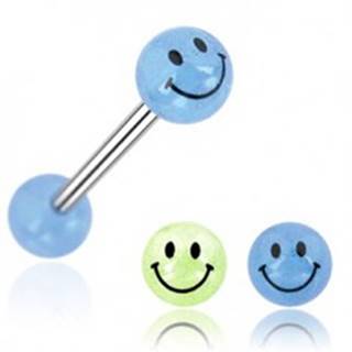 Piercing do jazyka gulička úsmev - Farba piercing: Modrá