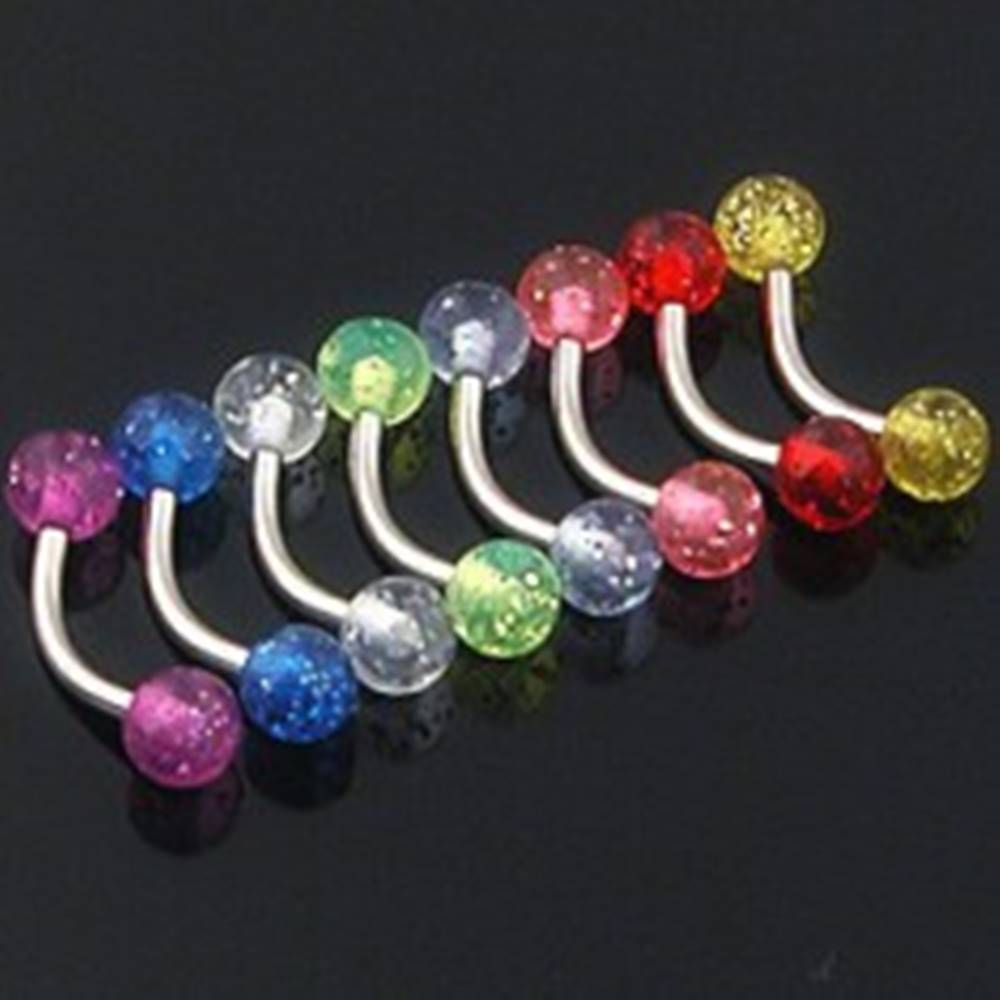 Šperky eshop Piercing do obočia - farebné glitrové guličky - Farba piercing: Červená