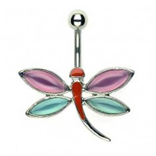 Piercing do pupku vážka - ružovomodré krídla