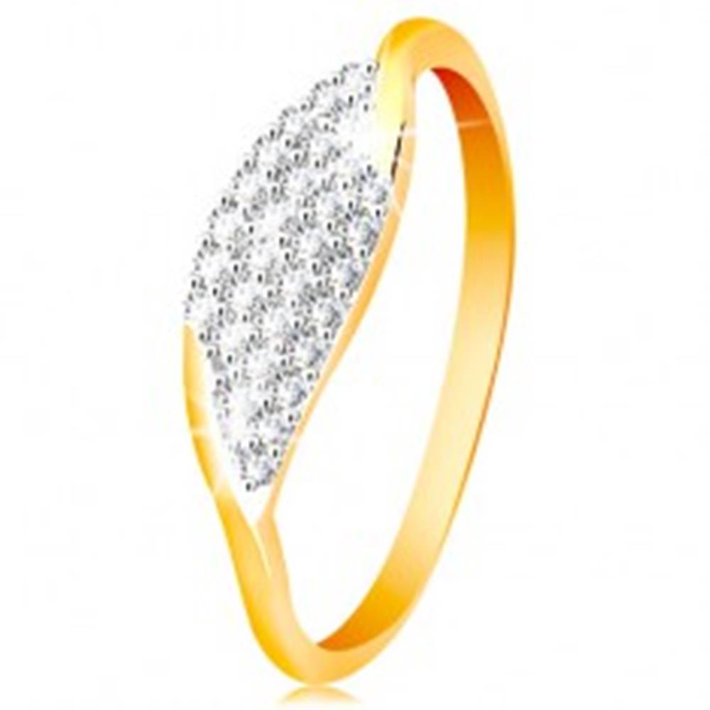 Šperky eshop Prsteň v 14K zlate - veľké zrnko so vsadenými zirkónikmi čírej farby - Veľkosť: 50 mm