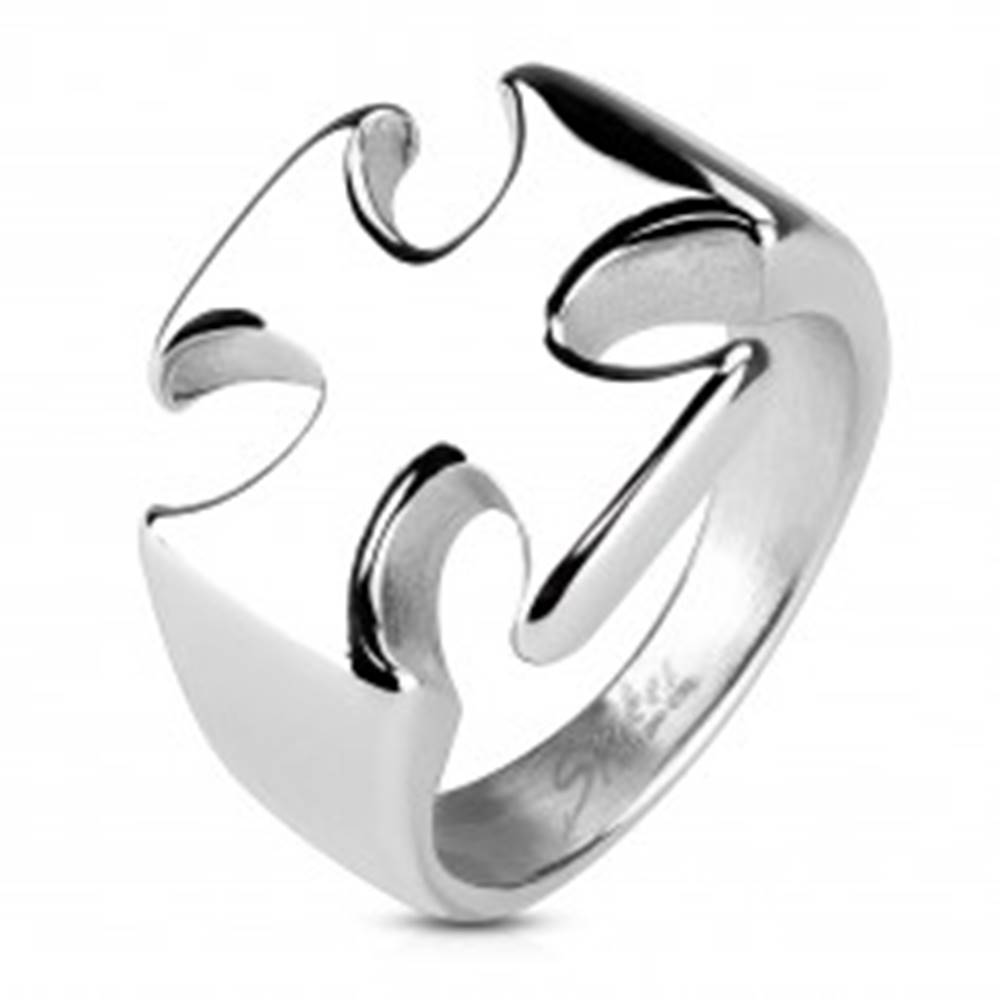 Šperky eshop Masívny prsteň z chirurgickej ocele, hladký lesklý maltézsky kríž - Veľkosť: 59 mm