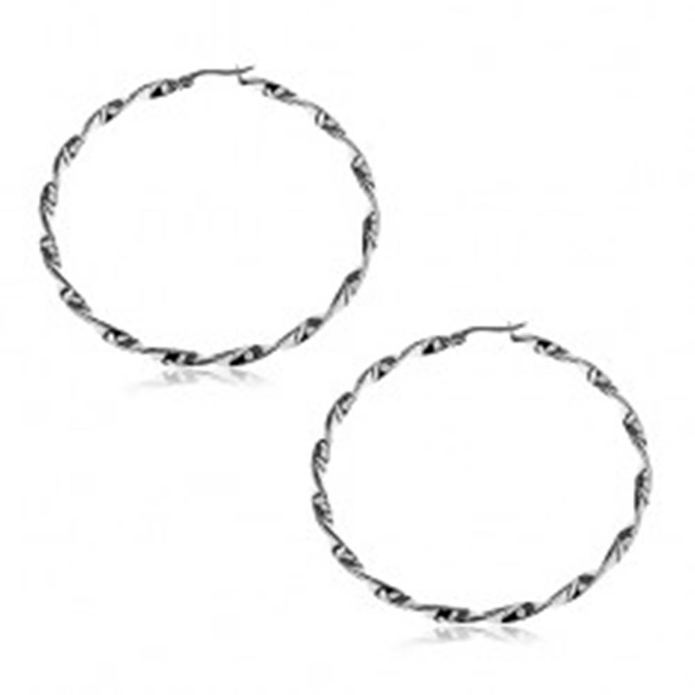 Šperky eshop Náušnice z ocele 316L - točené kruhy striebornej farby - Priemer: 25 mm
