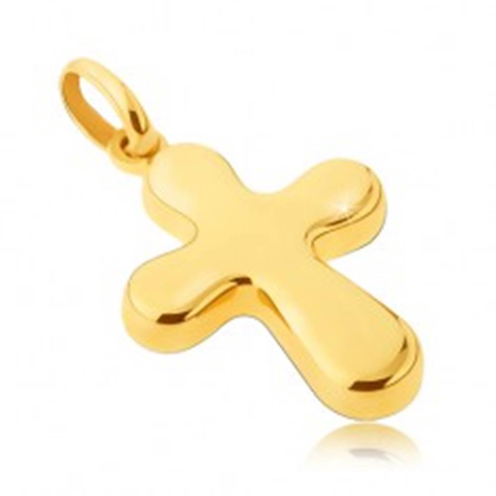 Šperky eshop Zlatý prívesok 14 karátový - hrubý, lesklý kríž s oblými cípmi