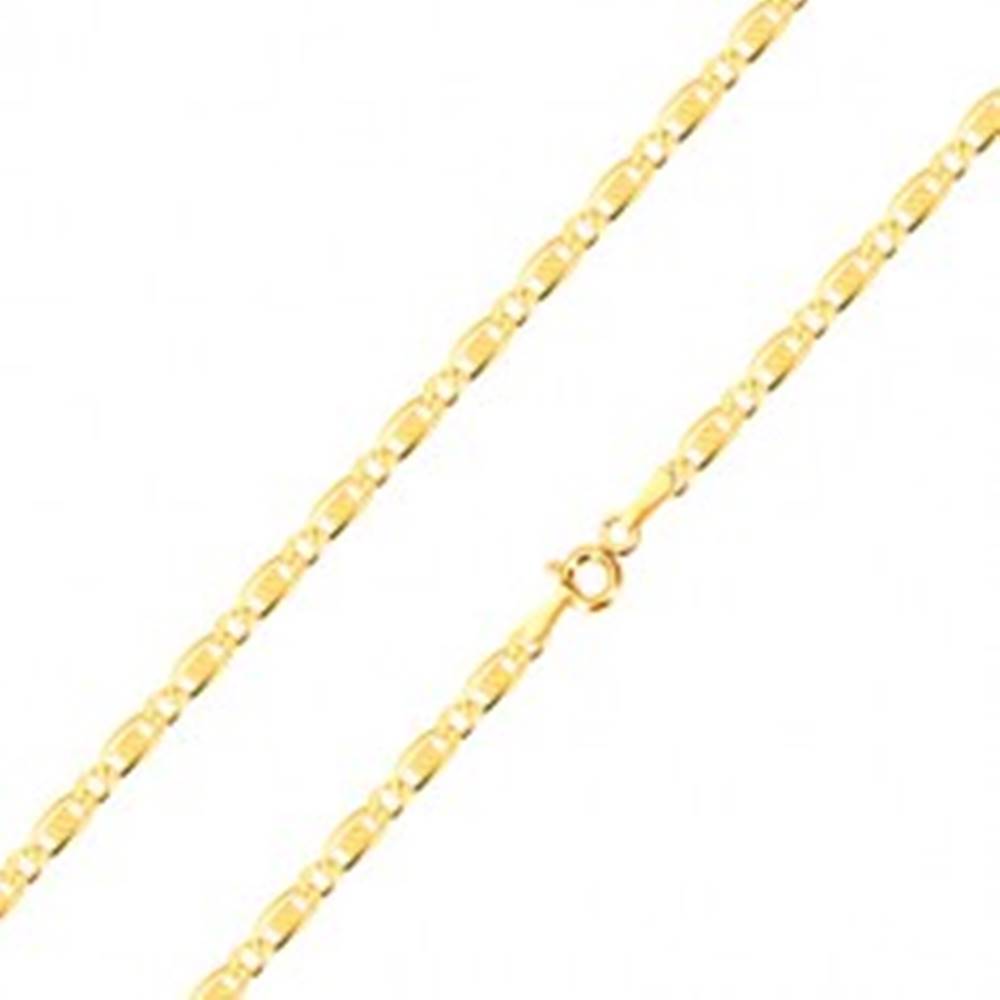 Šperky eshop Retiazka zo 14K zlata - oválne očko, podlhovasté očko s obdĺžnikom a mriežkou, 450 mm