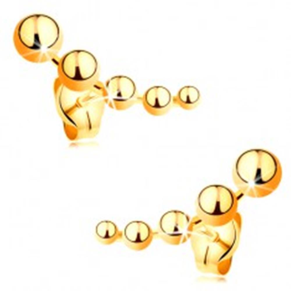 Šperky eshop Puzetové náušnice zo žltého zlata 585 - zmenšujúce sa guľôčky