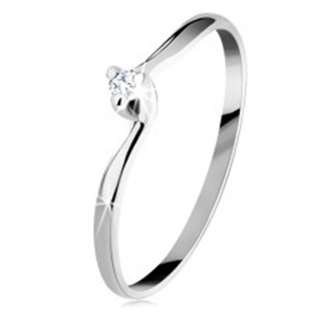 Šperky eshop Zásnubný prsteň v bielom 14K zlate - číry brúsený diamant, úzke ramená - Veľkosť: 49 mm
