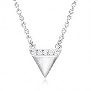 Strieborný náhrdelník 925 - obrátený trojuholník, ligotavá zirkónová línia
