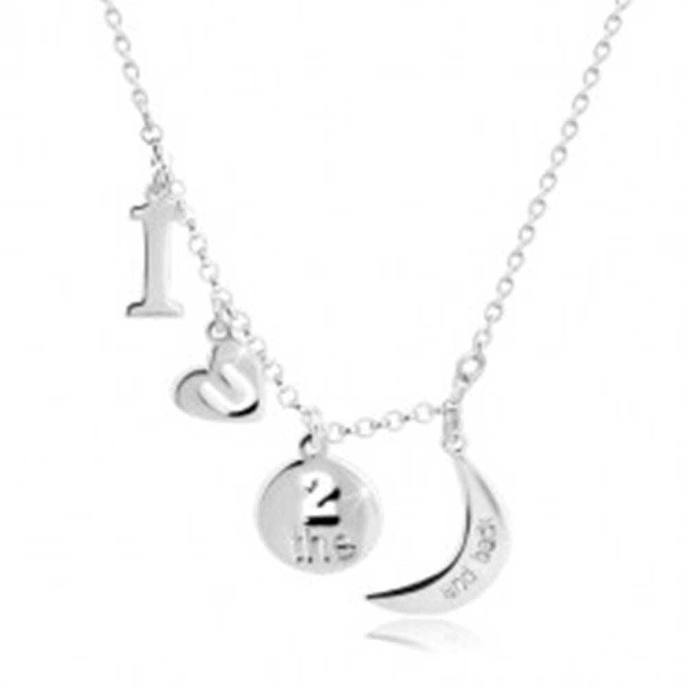 Šperky eshop Strieborný 925 náhrdelník - prívesky s motívom "I love you to the moon and back"