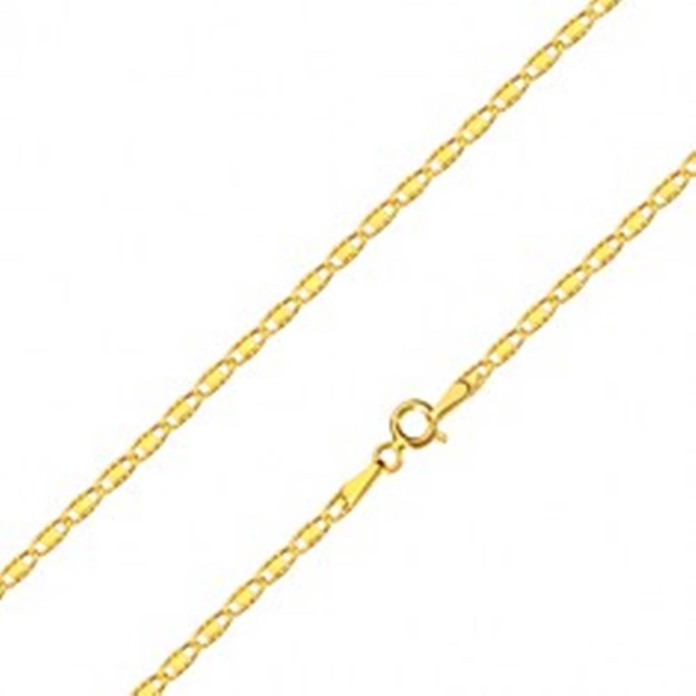 Šperky eshop Retiazka v žltom zlate 585 - oválne očká so zárezmi a obdĺžnikom, 550 mm
