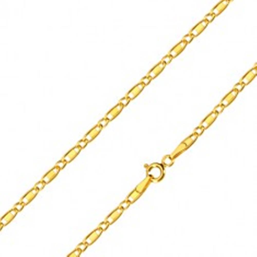 Šperky eshop Retiazka zo žltého 14K zlata - oválne očká, podlhovasté očká s obdĺžnikom, 450 mm