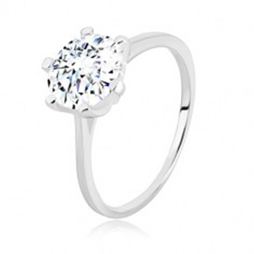 Šperky eshop Strieborný prsteň 925 - úzke ramená, trojuholníky a transparentný zirkón, 8 mm - Veľkosť: 49 mm