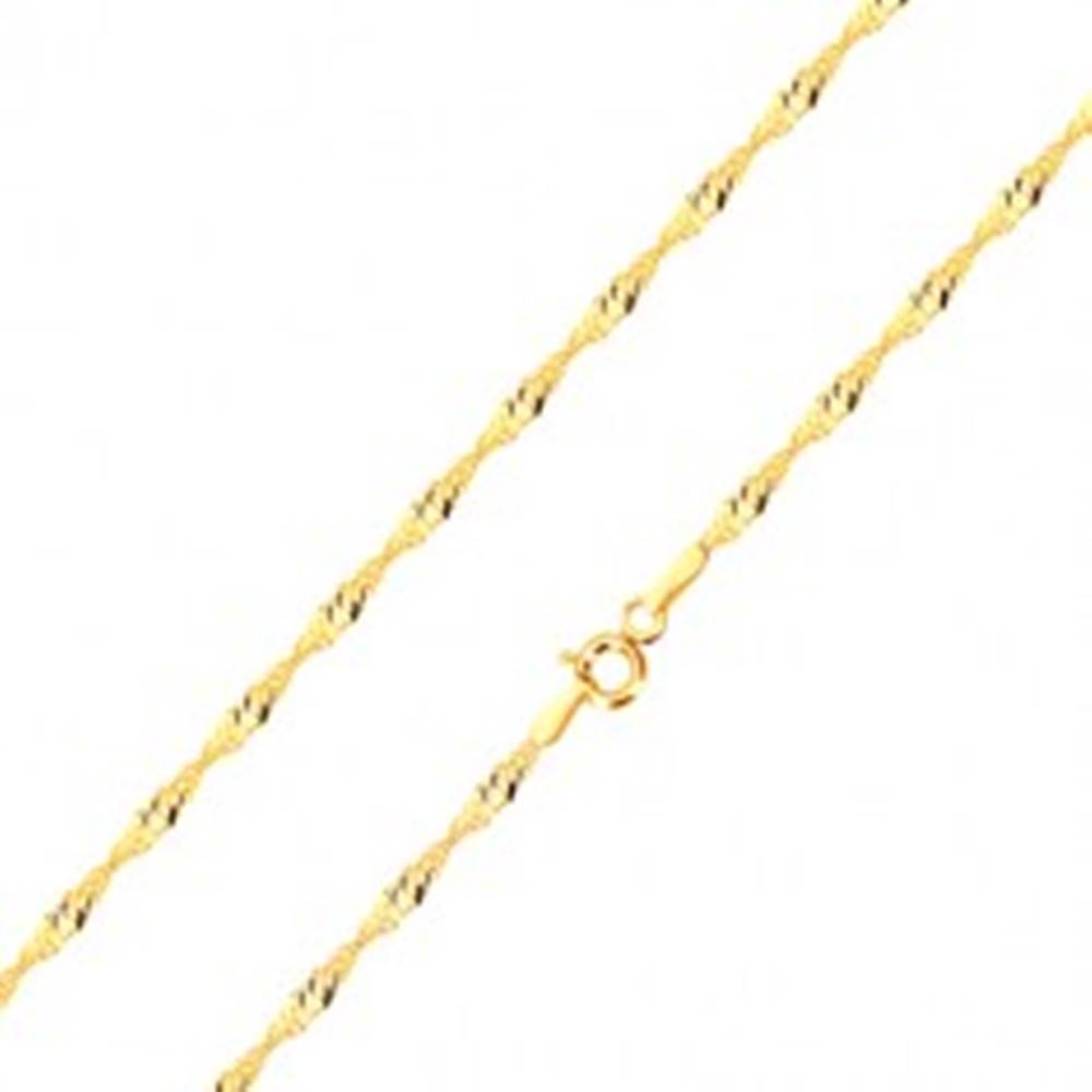 Šperky eshop Retiazka zo žltého zlata 585 - lesklé očká oválneho tvaru, špirála, 420 mm