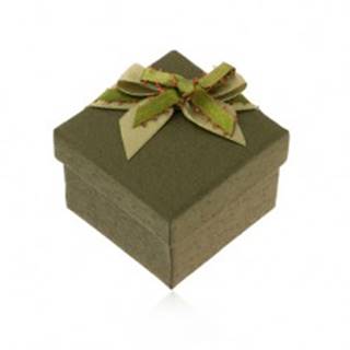 Tmavozelená krabička na prsteň alebo náušnice, zelená mašlička