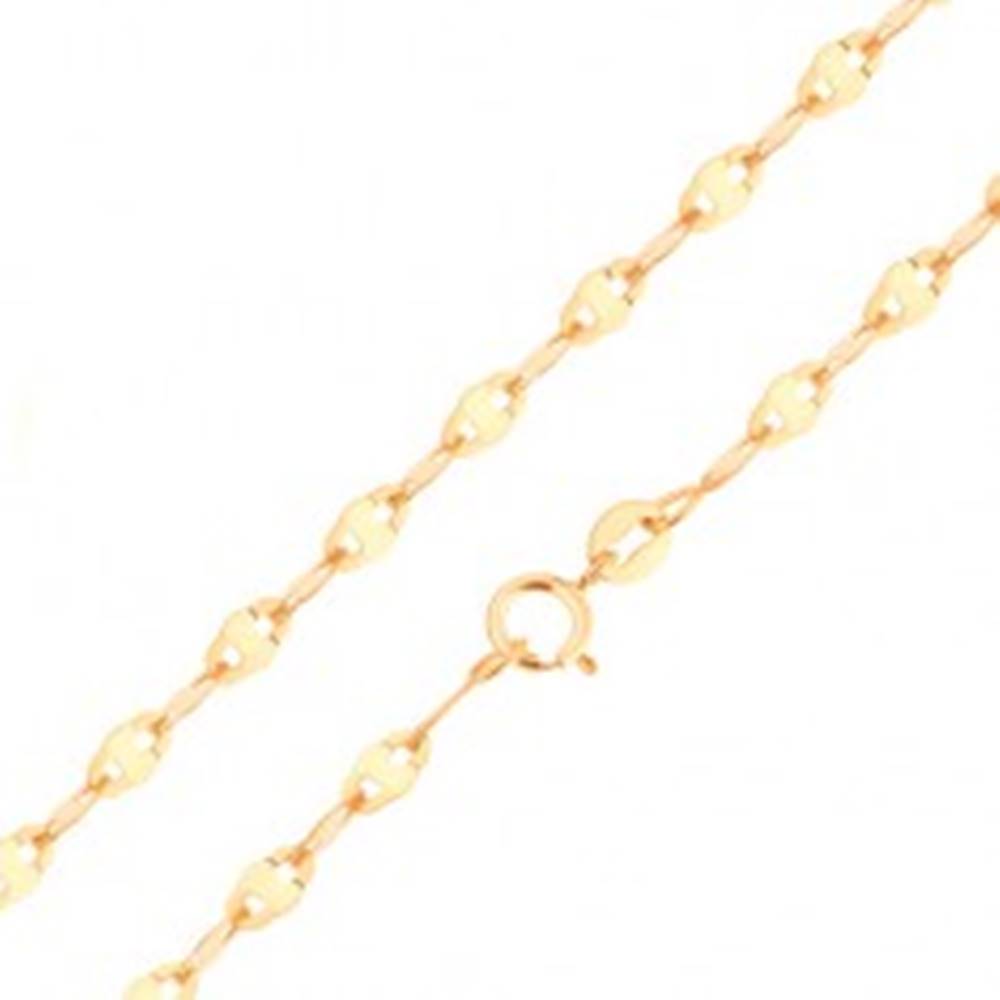 Šperky eshop Zlatá retiazka 585 - hladké podlhovasté články s obdĺžnikom, rôzne dĺžky - Dĺžka: 500 mm