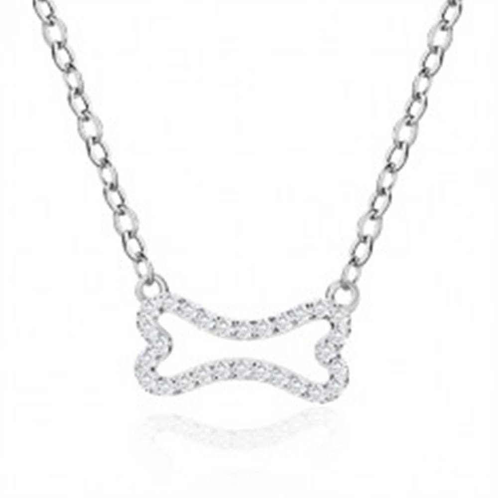 Šperky eshop Strieborný náhrdelník 925 - zirkónová kostička, list, lesklá retiazka z oválnych očiek