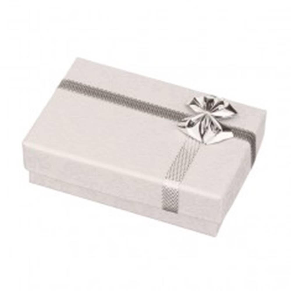 Šperky eshop Krabička na obrúčky - biela s potlačou ružičiek, strieborná mašľa