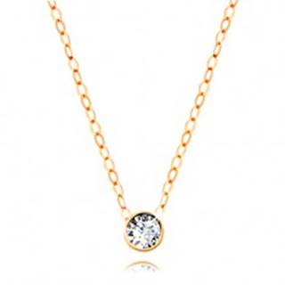 Diamantový náhrdelník zo žltého 14K zlata - číry briliant v objímke, tenká retiazka