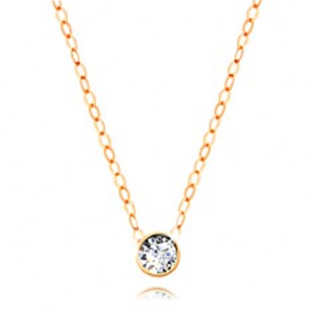 Šperky eshop Diamantový náhrdelník zo žltého 14K zlata - číry briliant v objímke, tenká retiazka