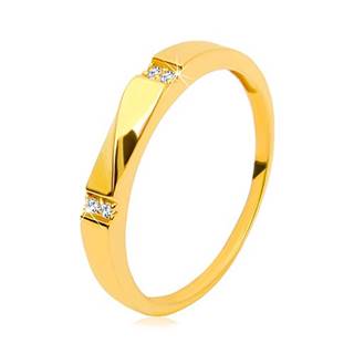 Zlatý prsteň 585 - číre zirkóny, lesklá vlnka, hladké ramená, 3 mm - Veľkosť: 49 mm