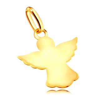 Prívesok v žltom 9K zlate - vyrezávaný obrys anjelika s rozprestretými krídlami