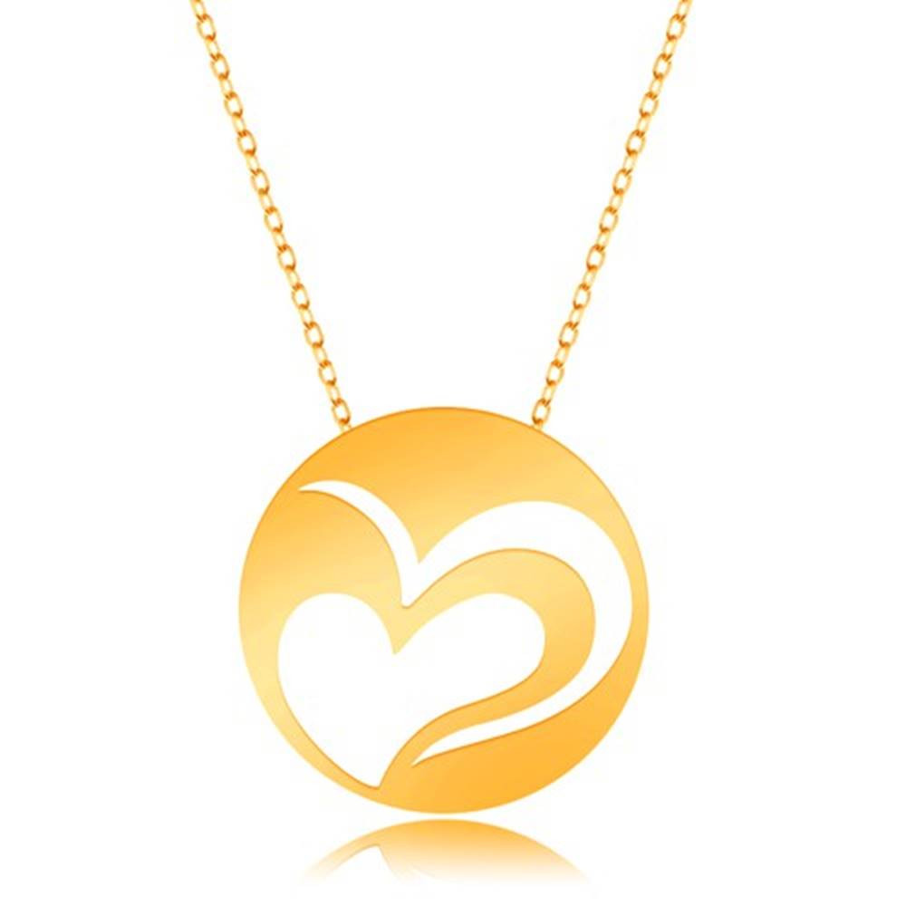 Šperky eshop Náhrdelník z 9K zlata - jemná retiazka, kruh s výrezom nesúmerného srdca