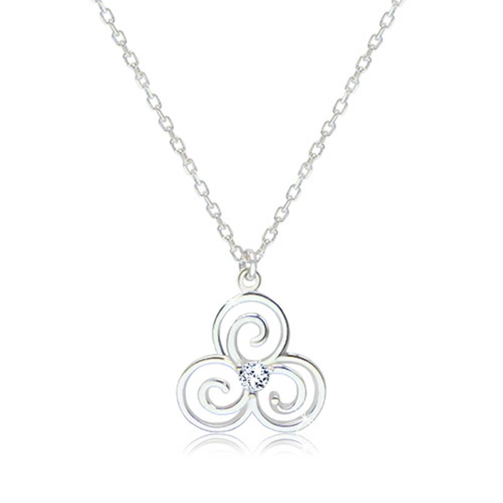 Šperky eshop Lesklý náhrdelník zo striebra 925 - keltský symbol Triskelion s čírym zirkónikom