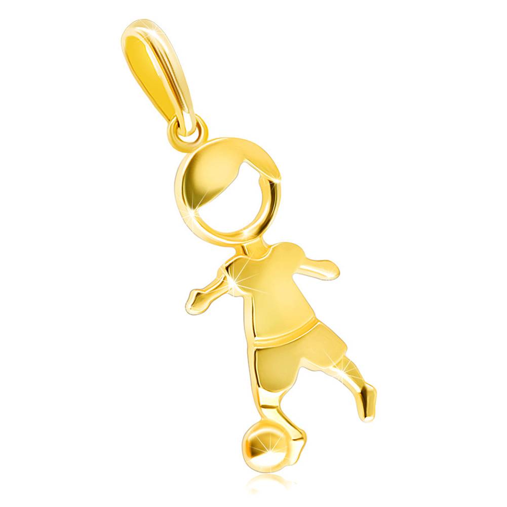 Šperky eshop Prívesok v žltom 14K zlate - silueta futbalistu kopajúceho loptu
